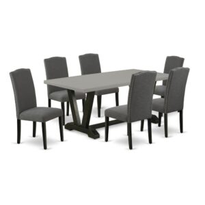 EaST WEST FURNITURE 7-PIECE DINING SET 6 aMaZING DINING CHaIRS and SMaLL TaBLE