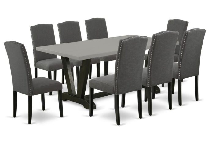 EaST WEST FURNITURE 9-PC KITCHEN SET 8 WONDERFUL DINING CHaIRS andrectangularTaBLE