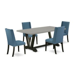 EAST WEST FURNITURE 5-PIECE DINING SET WITH 4 DINING ROOM CHAIRS AND RECTANGULAR KITCHEN TABLE