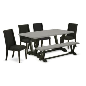 EaST WEST FURNITURE 6-PC KITCHEN SET 4 aTTRaCTIVE PaRSON DINING CHaIRS and RECTaNGULaR DINING TaBLE