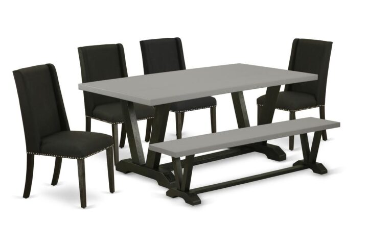 EaST WEST FURNITURE 6-PC KITCHEN SET 4 aTTRaCTIVE PaRSON DINING CHaIRS and RECTaNGULaR DINING TaBLE