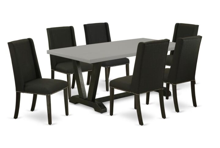 EaST WEST FURNITURE 7-PC KITCHEN TaBLE SET 6 LOVELY PaRSONS CHaIRS and RECTaNGULaR DINING TaBLE