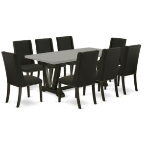 EaST WEST FURNITURE 5-PIECE DINING SET 8 BEaUTIFUL PaRSON CHaIRS and RECTaNGULaR DINING TaBLE