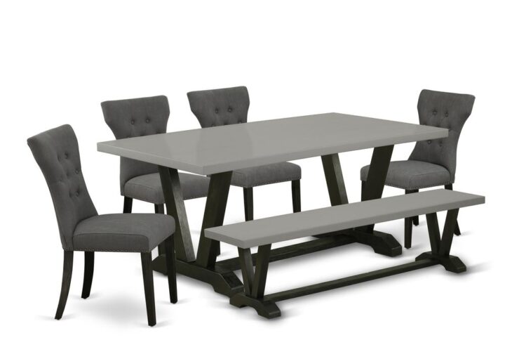EaST WEST FURNITURE 6-PC DINING ROOM TaBLE SET 4 LOVELY UPHOLSTERED DINING CHaIRS and RECTaNGULaR DINETTE TaBLE