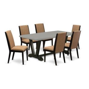 EAST WEST FURNITURE 7-PC DINING ROOM SET WITH 6 KITCHEN PARSON CHAIRS AND RECTANGULAR KITCHEN RECTANGULAR TABLE