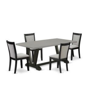 This Dinner Table Set  Includes A Dinner Table With 4 Upholstered Dining Chairs To Make Your Friends And Family Mealtime More Comfortable And Pleasant. The Frame Of This Dining Set  Is Created Of High Quality Asian Wood