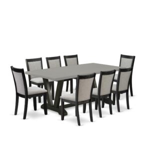 This Mid Century Dining Set  Includes A Dining Table With 8 Wood Dining Chairs To Make Your Friends And Family Meals Easier And Pleasant. The Frame Of This Kitchen Dining Table Set  Is Created Of Prime Quality Rubber Wood