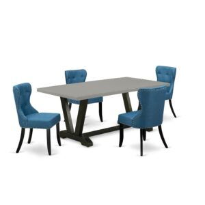 EAST WEST FURNITURE 5-PIECE KITCHEN TABLE SET- 4 EXCELLENT KITCHEN PARSON CHAIRS AND 1 dining table
