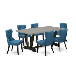 EAST WEST FURNITURE 7-PC KITCHEN DINING SET- 6 WONDERFUL PARSON CHAIRS AND 1 WOODEN DINING TABLE