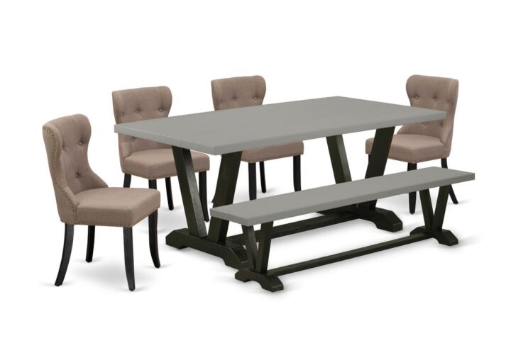 EAST WEST FURNITURE 6-PC DINING ROOM SET- 4 FABULOUS PARSON CHAIRS