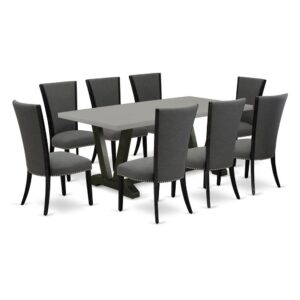 Introducing East West furniture's innovative  home furniture set that can transform your house into a home. This exclusive and elegant dining set consists of a dinette table combined with Parson Dining Chairs. Splendid wood texture with Wirebrushed Black and Cement color and the rectangular shape design defines the resilience and sustainability of the dining table. The perfect dimensions of this dining table set made it quite simple to carry