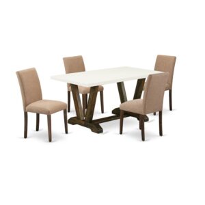 EAST WEST FURNITURE 5 - PC KITCHEN DINING TABLE SET INCLUDES 4 DINING CHAIRS AND RECTANGULAR MODERN KITCHEN TABLE