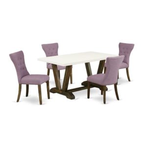 EAST WEST FURNITURE 5-Pc KITCHEN ROOM TABLE SET- 4 FABULOUS DINING ROOM CHAIRS AND 1 RECTANGULAR DINING TABLE