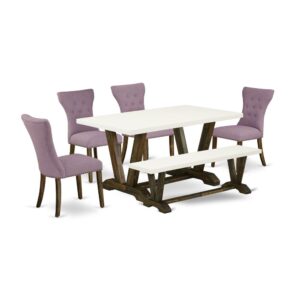 EAST WEST FURNITURE 6-PC DINETTE SET- 4 EXCELLENT PADDED PARSON CHAIR
