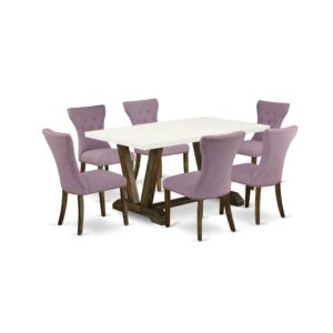 EAST WEST FURNITURE 7-PIECE DINING TABLE SET- 6 FANTASTIC KITCHEN CHAIRS AND 1 BREAKFAST TABLE