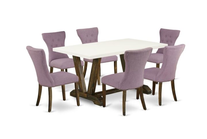EAST WEST FURNITURE 7-PIECE DINING TABLE SET- 6 FANTASTIC KITCHEN CHAIRS AND 1 BREAKFAST TABLE