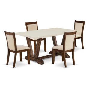 Our Modern Living Room Set  Includes 1 Modern Dining Table And 4 Dining Table Chairs. This Mid Century Dining Table Has A Rectangular Tabletop And Gorgeous Wooden Legs. The Hardwood Frame And Softly Padded Seat And Back Ensure That These Padded Dining Table Chairs Are Sturdy And Offer Suitable Support To Your Back. In Addition To Their Ideal Size
