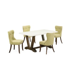 EAST WEST FURNITURE 5-Pc KITCHEN DINING ROOM SET- 4 EXCELLENT DINING PADDED CHAIRS AND 1 RECTANGULAR TABLE