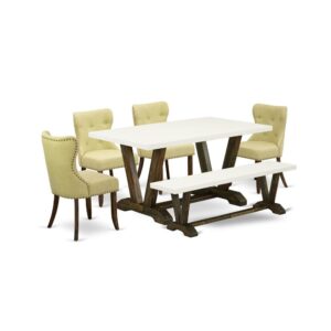 EAST WEST FURNITURE 6-PC DINETTE ROOM SET- 4 WONDERFUL UPHOLSTERED DINING CHAIRS