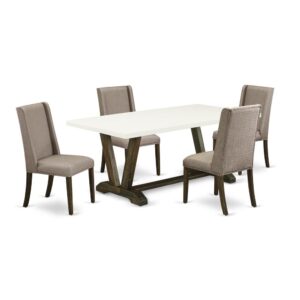 EAST WEST FURNITURE 5-PC KITCHEN TABLE SET WITH 4 DINING CHAIRS AND rectangular TABLE
