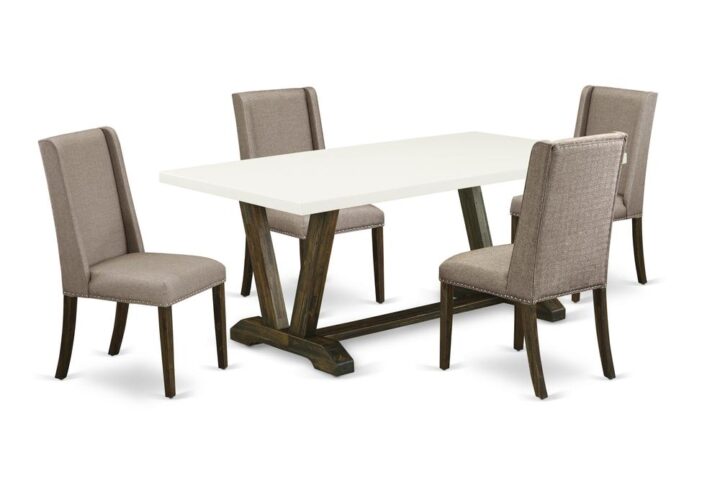 EAST WEST FURNITURE 5-PC KITCHEN TABLE SET WITH 4 DINING CHAIRS AND rectangular TABLE