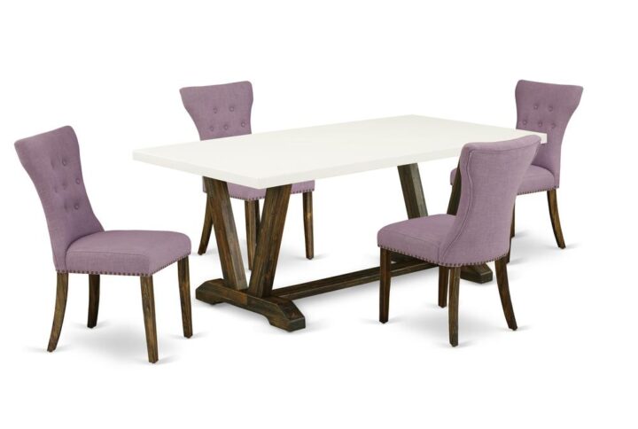 EAST WEST FURNITURE 5-PIECE DINETTE ROOM SET- 4 AMAZING UPHOLSTERED DINING CHAIRS AND 1 MODERN DINING ROOM TABLE