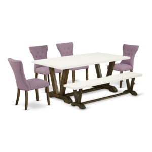 EAST WEST FURNITURE 6-PIECE KITCHEN DINING SET- 4 STUNNING DINING CHAIR