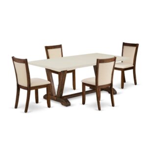Our Modern Small Dining Set  Includes 1 Modern Wooden Tabletop And 4 Kitchen Chairs. This Modern Wood Dining Table Has A Rectangular Tabletop And Gorgeous Wooden Legs. The Hardwood Frame And Softly Padded Seat And Back Ensure That These Padded Dining Chairs Sturdiness And Offer Suitable Support To Your Back. In Addition To Their Ideal Size