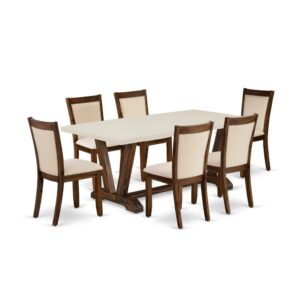 Our Modern Dining Set  Includes 1 Modern Table And 6 Kitchen Chairs. This Modern Dining Table Has A Rectangular Tabletop And Gorgeous Wooden Legs. The Hardwood Frame And Softly Padded Seat And Back Ensure That These Padded Dining Table Chairs Are Sturdy And Offer Suitable Support To Your Back. In Addition To Their Ideal Size