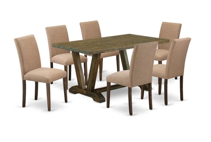 EAST WEST FURNITURE 7 - PC DINING ROOM SET INCLUDES 6 MID CENTURY MODERN DINING CHAIRS AND RECTANGULAR BREAKFAST TABLE