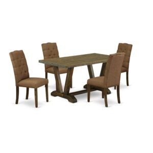 EAST WEST FURNITURE 5-PIECE DINING ROOM TABLE SET WITH 4 KITCHEN CHAIRS AND KITCHEN RECTANGULAR TABLE