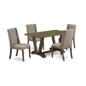 EAST WEST FURNITURE 5-PC DINING SET WITH 4 PARSON DINING ROOM CHAIRS AND RECTANGULAR MODERN DINING TABLE