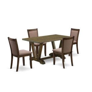Our 5-Piece modern dining table set provides a round breakfast table and 4 dining room chairs that can fully accommodate your family.
