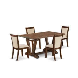 Our Modern Dining Room Table Set  Includes 1 Modern Small Wooden Table And 4 Room Chairs. This Modern Living Room Table Has A Rectangular Tabletop And Gorgeous Wooden Legs. The Hardwood Frame And Softly Padded Seat And Back Ensure That These Padded Room Chairs Sturdiness And Offer Suitable Support To Your Back. In Addition To Their Ideal Size