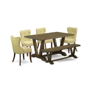 EAST WEST FURNITURE 6-PIECE KITCHEN ROOM TABLE SET- 4 FANTASTIC PARSON DINING CHAIRS