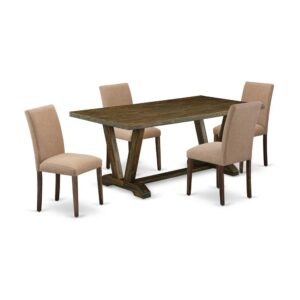 EAST WEST FURNITURE 5 - PC DINETTE SET INCLUDES 4 MID CENTURY DINING CHAIRS AND RECTANGULAR TABLE