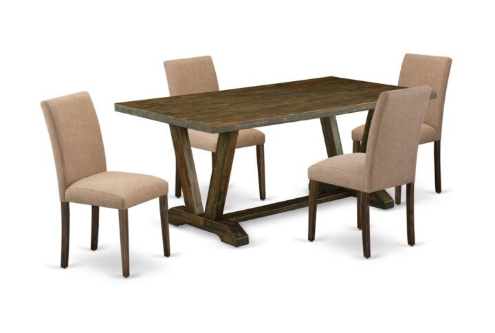 EAST WEST FURNITURE 5 - PC DINETTE SET INCLUDES 4 MID CENTURY DINING CHAIRS AND RECTANGULAR TABLE