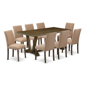 EAST WEST FURNITURE 9 - PC DINETTE SET INCLUDES 8 UPHOLSTERED CHAIRS AND RECTANGULAR DINING ROOM TABLE