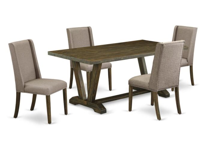 EAST WEST FURNITURE 5-PIECE DINING ROOM SET WITH 4 KITCHEN PARSON CHAIRS AND rectangular TABLE