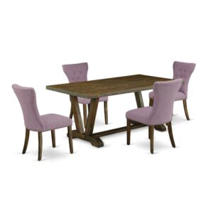 EAST WEST FURNITURE 5-PIECE DINING TABLE SET WITH 4 DINING CHAIRS AND rectangular TABLE