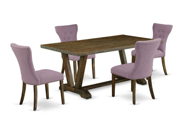 EAST WEST FURNITURE 5-PIECE DINING TABLE SET WITH 4 DINING CHAIRS AND rectangular TABLE