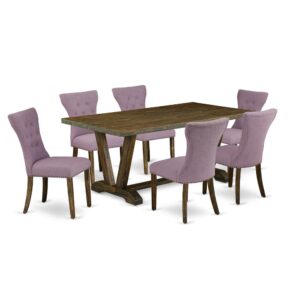 EaST WEST FURNITURE 7-PC DINETTE SET 6 aMaZING PaRSON DINING CHaIRS and RECTaNGULaR KITCHEN TaBLE