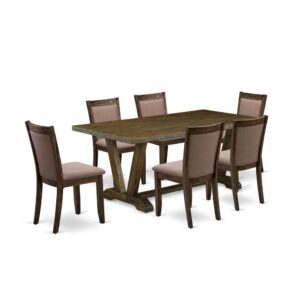 This Dining Room Table Set  Contains 1 Rectangular Dining Table And 6 Matching Kitchen Table Chairs. The Kitchen Dining Table Set  Is Constructed From Fine Rubberwood For Top Quality And Endurance. A Rectangular-Shaped Dining Table Is Manufactured In A Sophisticated Style With Distinct Features And Linen Fabric Upholstered Dining Room Chairs Will Attract Everyone Who Comes To The Kitchen. The Modern Dining Table Has V-Style Legs To Offer The Best Steadiness In The Dinner. The Modern And Sophisticated Design Of The Mid Century Modern Dining Set  Easily Blends In Any Home. The Upholstered Seat Of The Chairs For Dining Room Is Made Of Linen Fabric That Raises The Dinner Table Design. Our Fashionable Kitchen Table Set  Is Quite Simple To Clean With A Damp Cloth And Always Offers A Unique Appeal. The Installation Process Of Our Lavish Modern Dining Set  Is Not Difficult And Straightforward To Use. Each Table Set  Comes Conveniently With Easy-To-Follow Instructions And All Essential Equipment Included. You Simply Need To Follow The Steps In The Manual To Accomplish The Assembly In A Short Time.