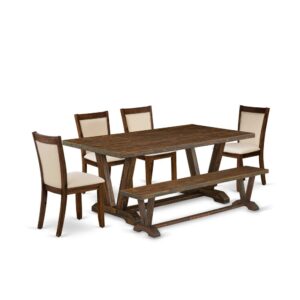 This Dinette Set  Is Built To Give Elegance Of Charm To Any Dining Room. This Kitchen Table Set  Consists Of A Dinner Table And A Dining Room Bench With 4 Matching Dining Room Chairs. Our Dinner Table Set  Adds Some Simple And Modern Elegance To Your Home. Ideal For Dinette