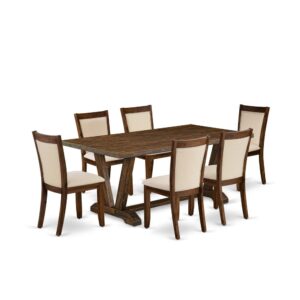 This Dinette Set  Is Built To Give Beauty Of Charm To Any Dining Room. This Dinner Table Set  Includes A Rectangular Dining Table And 6 Matching Dining Chairs. Our Mid Century Dining Set  Adds Some Simple And Modern Elegance To Your Home. Suitable For Dinette