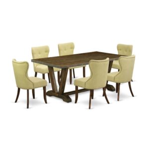EAST WEST FURNITURE 7-PC DINING ROOM SET- 6 STUNNING MID CENTURY DINING CHAIRS AND 1 BREAKFAST TABLE