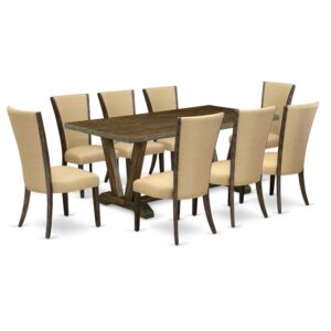 Introducing East West furniture's brand new  furniture set which can convert your house into a home. This particular and elegant kitchen set includes a kitchen table combined with Parsons Dining Room Chairs. Impressive wood texture with Distressed Jacobean color and the rectangle shape design defines the strength and longevity of the kitchen table. The ideal dimensions of this dining table set made it quite simple to carry
