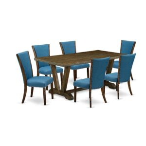 Introducing East West furniture's brand new  furniture set that can convert your house into a home. This exclusive and fancy kitchen set contains a kitchen table combined with Parsons Dining Chairs. Impressive wood texture with Distressed Jacobean color and the rectangular shape design describes the sturdiness and durability of the kitchen table. The perfect dimensions of this kitchen table set made it quite simple to carry