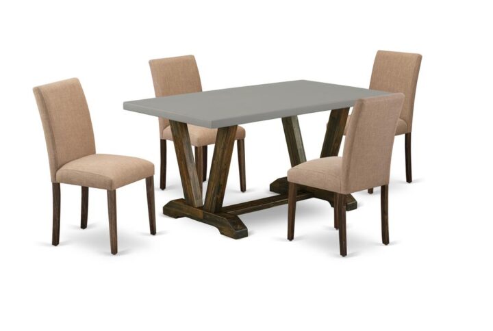 EAST WEST FURNITURE 5 - PIECE DINING TABLE SET INCLUDES 4 DINING CHAIRS AND RECTANGULAR DINING ROOM TABLE