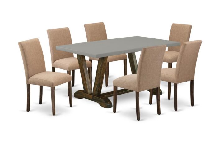 EAST WEST FURNITURE 7 - PIECE KITCHEN AND DINING ROOM CHAIRS INCLUDES 6 UPHOLSTERED DINING CHAIRS AND RECTANGULAR KITCHEN TABLE